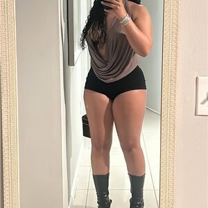 Elegant Taupe Drape Top